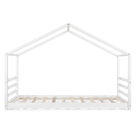 Cama de criança Vardø com estrado de molas - Forma de casa - pinho 200 x 90 cm - Branco mate en.casa.