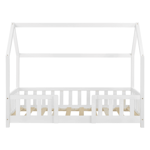 Cama de criança Sisimiut forma de casa pinho 80x160 cm branco mate en.casa