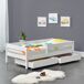 Cama para niños Reykholt con 2 cajones, somier y reja 98x206 Cama para niños Reykholt con 2 cajones, somier y reja 98x206 Blanco/ Beige