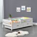 Cama para niños Reykholt con 2 cajones, somier y reja 98x206 Cama para niños Reykholt con 2 cajones, somier y reja 98x206 Blanco/ Beige
