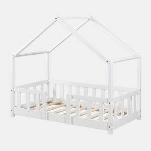 Cama de criança Treviolo forma de casa pinho + colchão 70x140 cm - Branco en.casa