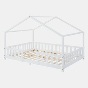 Cama de criança Treviolo em forma de casa pinho 140x200 cm - Branco en.casa