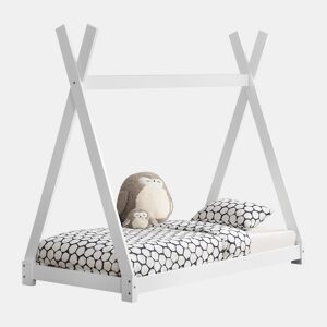 Cama de criança Onejda - Estrutura de tenda em pinho - 160 x 80cm - Branco mate en.casa.