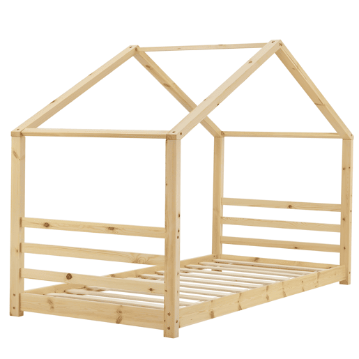 Cama de criança Vardø Pine 90 x 200 cm - Forma de casa - Cor Pine Natural en.casa.