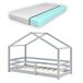 Cama para niños Knätten - Casita - con colchón ortopédico, reja 77x145 Cama para niños Knätten - Casita - con colchón ortopédico, reja 77x145 Blanco/ Beige
