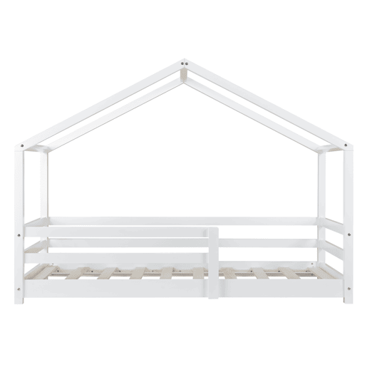 Cama de criança Knätten In House design com estrado em madeira de pinho 80 x 160 cm lacado a branco mate en.casa.