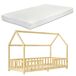 Cama para niños Sisimiut forma de casa con colchón 96x206 Cama para niños Sisimiut forma de casa con colchón 96x206 Blanco/ Beige
