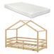 Cama para niños Knätten - Casita - con colchón ortopédico, reja 97x205 Cama para niños Knätten - Casita - con colchón ortopédico, reja 97x205 Blanco/ Beige