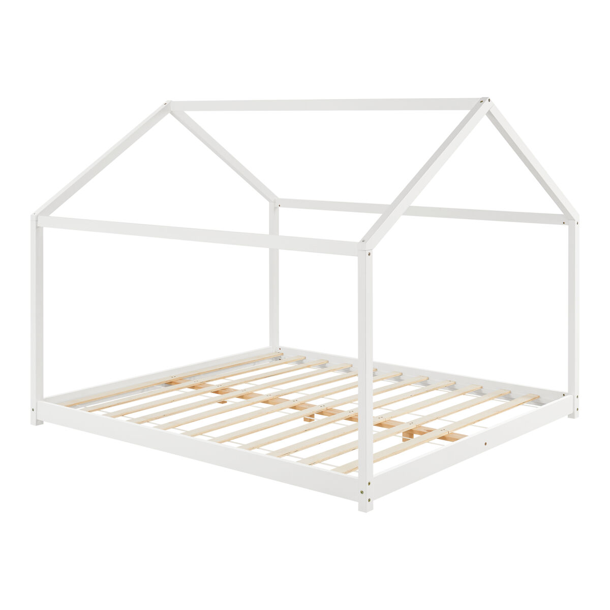 Cama para niños cerro en forma de casa madera pino 160 x 200 cm - blanco [en.casa]