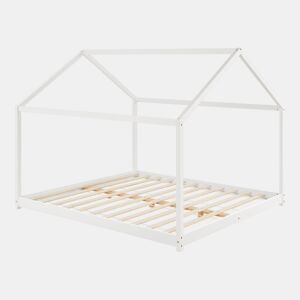 Cama de criança Cerro em forma de casa em madeira de pinho 160 x 200 cm - Branco en.casa