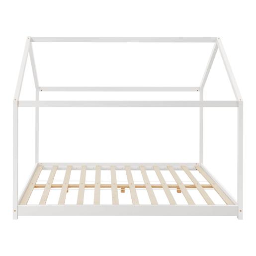 Cama de criança Cerro em forma de casa em madeira de pinho 160 x 200 cm - Branco en.casa