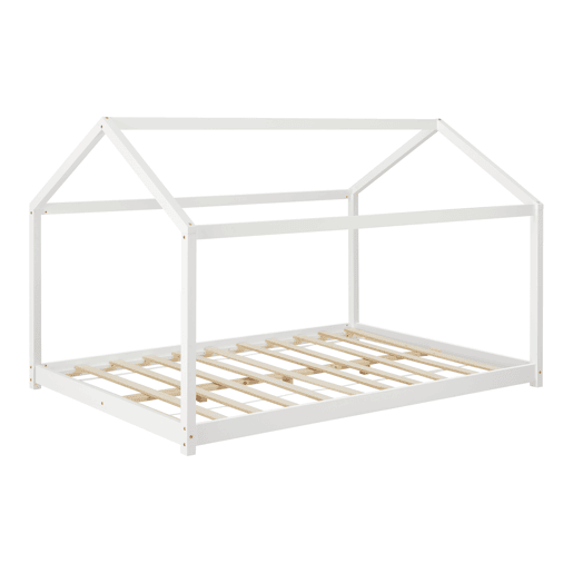 Cama de criança Cerro em forma de casa em madeira de pinho 140 x 200 cm - Branco en.casa