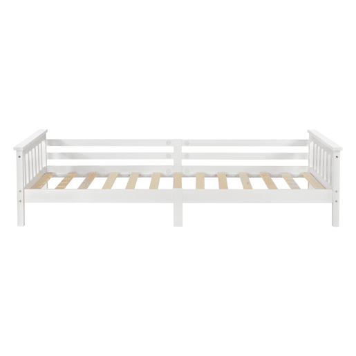 Cama Nuuk para crianças com estrado de ripas e protecção anti-queda - máx. 100 kg - pinho 90 x 200 cm - Branco en.casa.