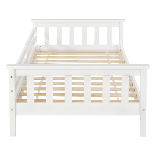 Cama Nuuk para crianças com estrado de ripas e protecção anti-queda - máx. 100 kg - pinho 90 x 200 cm - Branco en.casa.