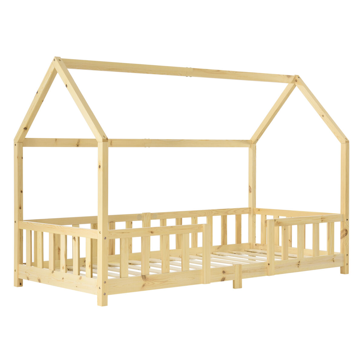 Cama para niños Sisimiut forma de casa 96x206 Natural