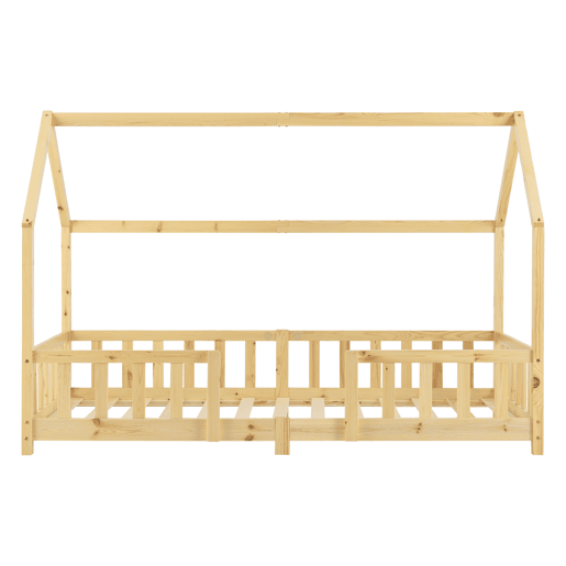 Cama de criança Sisimiut pinho forma de casa 90x200 cm pinho natural en.casa