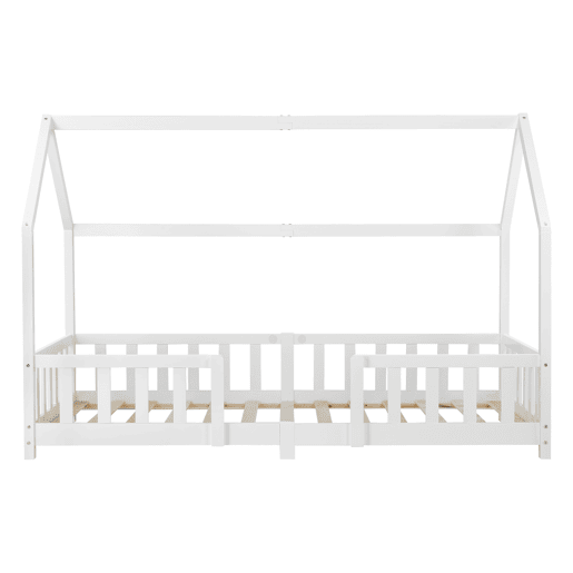 Cama de criança Sisimiut forma de casa pinho 90x200 cm branco mate en.casa