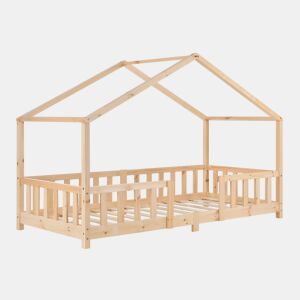 Cama de criança Treviolo em forma de casa pinho 90x200 cm - Natural en.casa