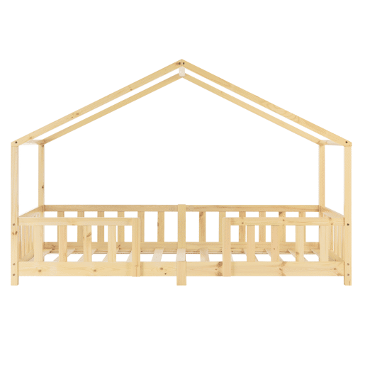 Cama de criança Treviolo em forma de casa de pinho 90x200 cm pinho natural en.casa.