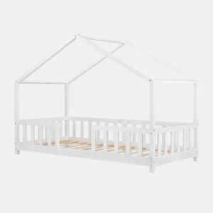 Cama de criança Treviolo forma de casa pinho + colchão 80x160 cm - Branco en.casa