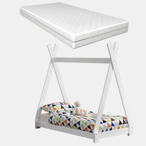 Cama de criança Onejda com colchão Pine 70 x 140 cm Branco en.casa neu.haus.