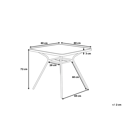 Mesa bistrô LIVO 80 cm 80 cm Vidro Preto