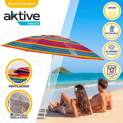 Guarda-sol de 220 cm com proteção UV50 Aktive Beach
