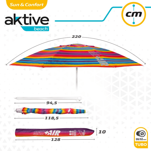 Guarda-sol de 220 cm com proteção UV50 Aktive Beach