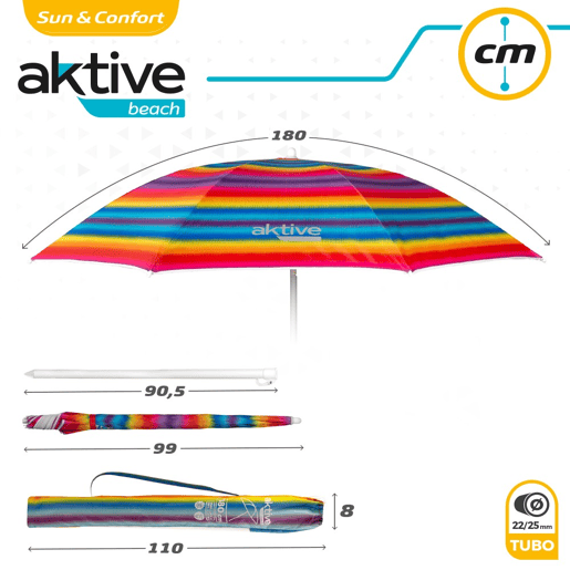 Guarda-sol de 180 cm com proteção UV50 Aktive Beach