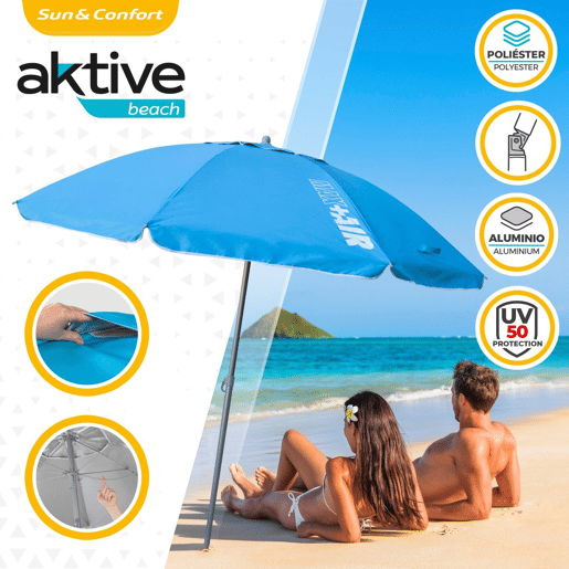 Guarda-sol à prova de vento Ø220 cm com vara basculante e proteção UV50 Aktive