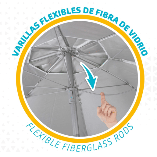 Guarda-sol à prova de vento Ø220 cm com vara basculante e proteção UV50 Aktive