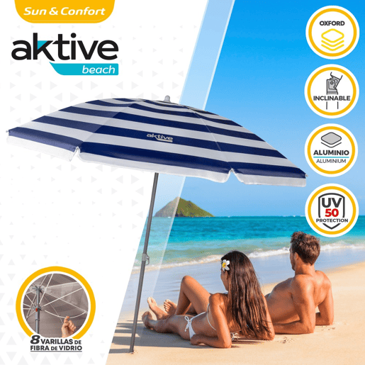 Guarda-sol de 180 cm com proteção UV50 Praia Aktive Guarda-sol de 180 cm com proteção UV50 Praia Aktive