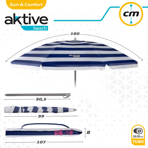 Guarda-sol de 180 cm com proteção UV50 Praia Aktive Guarda-sol de 180 cm com proteção UV50 Praia Aktive