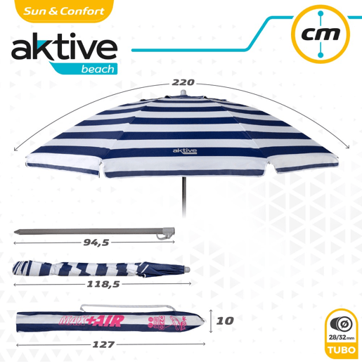 Guarda-sol de 220 cm com proteção UV50 apenas Aktive Beach