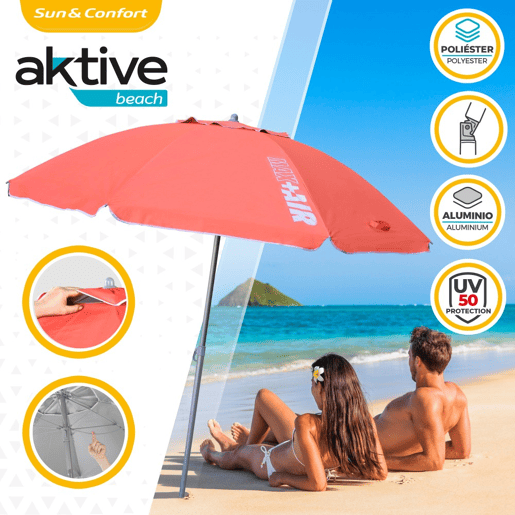 Guarda-sol à prova de vento Ø220 cm com mastro reclinável e proteção UV50 Aktive