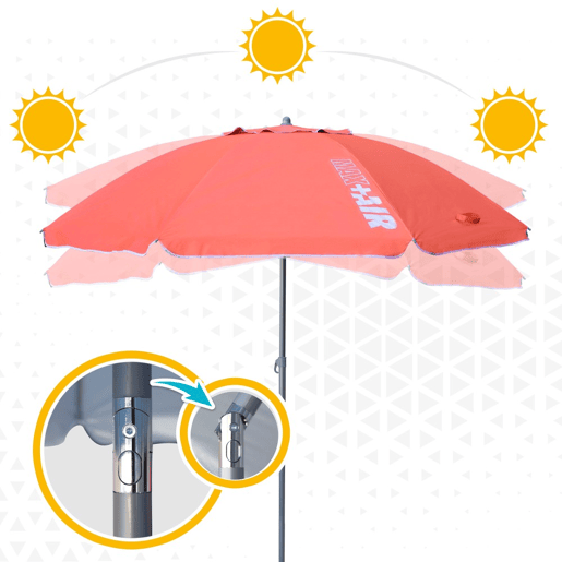 Guarda-sol à prova de vento Ø220 cm com mastro reclinável e proteção UV50 Aktive