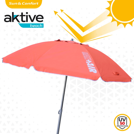 Guarda-sol à prova de vento Ø220 cm com mastro reclinável e proteção UV50 Aktive