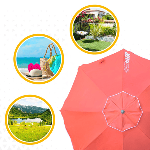 Guarda-sol à prova de vento Ø220 cm com mastro reclinável e proteção UV50 Aktive
