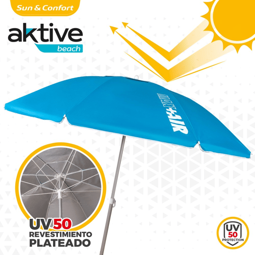 Guarda-sol à prova de vento Ø220 cm com vara reclinável e revestimento UV50 Aktive