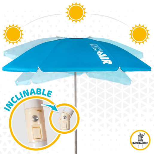 Guarda-sol à prova de vento Ø220 cm com vara reclinável e revestimento UV50 Aktive