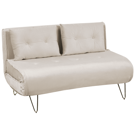 Sofá-cama VESTFOLD Veludo Creme 2 lugares