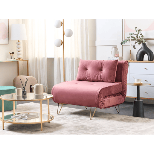 Sofá-cama individual VESTFOLD Veludo Rosa