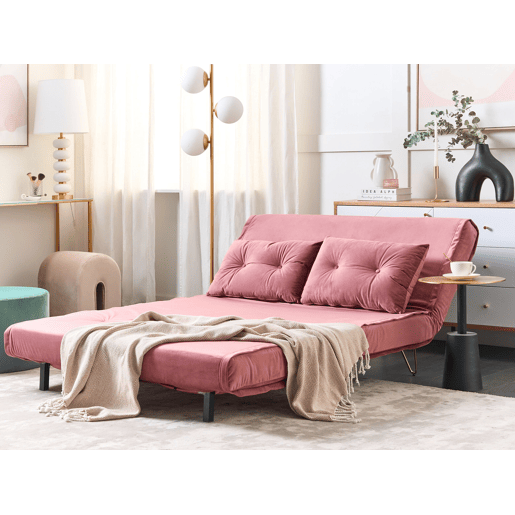 Sofá-cama VESTFOLD Veludo Rosa 2 lugares