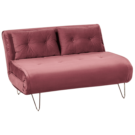 Sofá-cama VESTFOLD Veludo Rosa 2 lugares