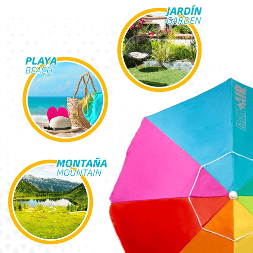 Guarda-sol de praia teto ventilado de 200 cm + proteção UV50 Aktive Beach
