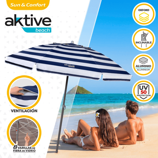 Guarda-sol de 200 cm com teto ventilado + proteção UV50 Aktive Beach