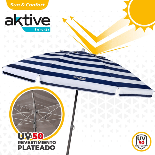 Guarda-sol de 200 cm com teto ventilado + proteção UV50 Aktive Beach