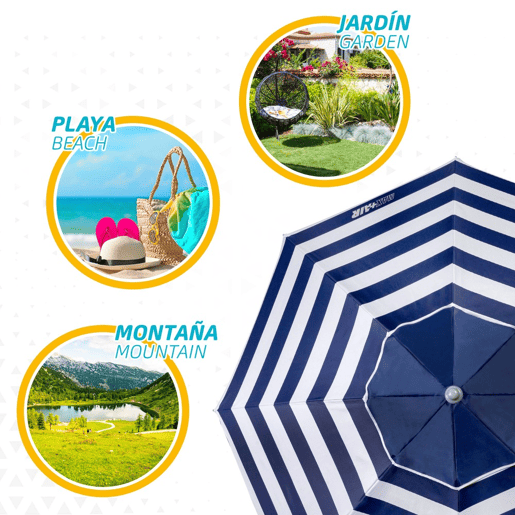 Guarda-sol de 200 cm com teto ventilado + proteção UV50 Aktive Beach