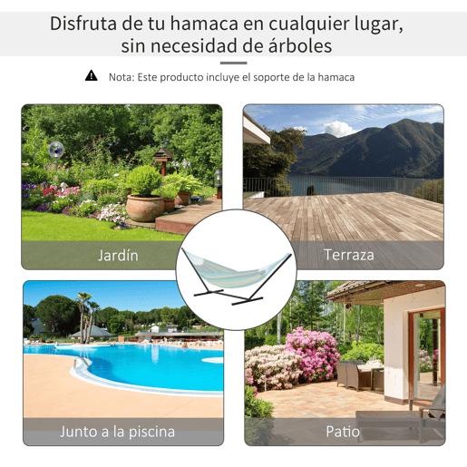 Outsunny Suporte para Cama de Rede de Metal Estrutura para Cama de Rede Carga 120 kg para Jardim Varanda 360x92x112 cm Preto