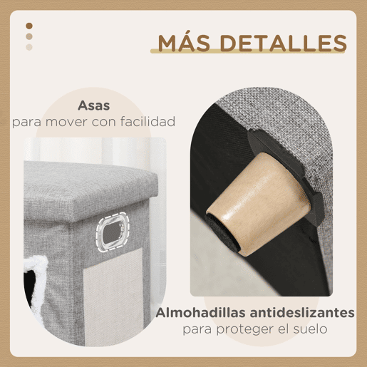 PawHut Cama Caverna para Gatos 2 em 1 Casa para Gatos Interior Tipo Apoio para os Pés com Almofada Amovível Bola Suspensa e Almofada para Arranhar 35,5x35,5x42,5 cm Cinza